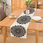 - Runner-5128 - Realhomes  Beyaz Zeminde Çiçek Mandala Desenli Runner Realhomes