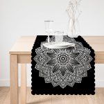 - Runner-5133-1 - Realhomes  Siyah Beyaz Mandala Tasarımlı Dekoratif Runner Realhomes