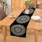 - Runner-5133 - Realhomes  Siyah Beyaz Mandala Tasarımlı Dekoratif Runner Realhomes