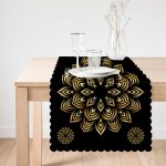 - Runner-5134-1 - Realhomes  Siyah Zeminde Gold Mandala Motifli Runner Realhomes