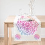 Beyaz Zeminde Pembe Mavi Mandala Desenli Özel Tasarım Runner Realhomes