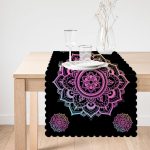 - Runner-5136siyah-1 - Realhomes Siyah Zeminde Pembe Mavi Mandala Desenli Özel Tasarım Runner Realhomes