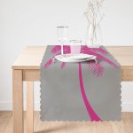 Gri Zeminde Fuşya Palmiye Motifli Modern Runner Realhomes