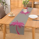 Gri Zeminde Fuşya Palmiye Motifli Modern Runner Realhomes