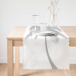 - Runner-5228gri-1 - Realhomes  Beyaz Zeminde Gri Palmiye Desenli Modern Runner Realhomes