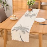 - Runner-5228gri - Realhomes  Beyaz Zeminde Gri Palmiye Desenli Modern Runner Realhomes