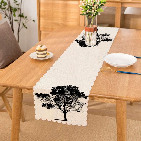 - Runner-5230 - Realhomes  Gri Zeminde Dekoratif Fuşya Ağaç Tasarımlı Runner Realhomes