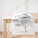 - Runner-5230gri-1 - Realhomes Dekoratif Beyaz Zemimde Gri Ağaç Desenli Runner Realhomes