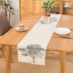 - Runner-5230gri - Realhomes Dekoratif Beyaz Zemimde Gri Ağaç Desenli Runner Realhomes