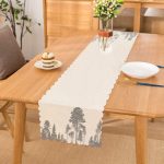 - Runner-5232gri - Realhomes  Beyaz Zeminde Gri Ağaç Tasarımlı Dekoratif Runner Realhomes