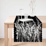 Siyah Zeminde Beyaz Ve Gri Çiçek Temalı Özel Tasarım Runner Realhomes