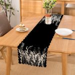 Siyah Zeminde Beyaz Ve Gri Çiçek Temalı Özel Tasarım Runner Realhomes