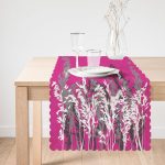 Fuşya Zeminde Beyaz Ve Gri Çiçek Motifli Runner Realhomes