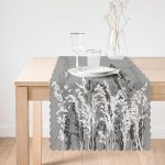 Gri Zeminde Fuşya Ve Beyaz Çiçek Tasarımlı Runner Realhomes