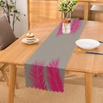 Gri Zeminde Fuşya Palmiye Yaprakları Motifli Runner Realhomes