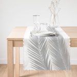 Beyaz Zeminde Gri Palmiye Yaprakları Özel Tasarım Runner Realhomes