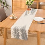 Beyaz Zeminde Gri Palmiye Yaprakları Özel Tasarım Runner Realhomes