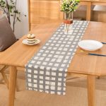 - Runner-5236gri - Realhomes Gri Zeminde Geometrik Kare Motifli Dekoratif Runner Realhomes