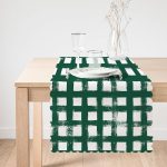 - Runner-5236koyuyesil-1 - Realhomes  Koyu Yeşil Geometrik Kare Motifli Dekoratif Runner Realhomes