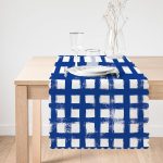 - Runner-5236lacivert-1 - Realhomes  Koyu Yeşil Geometrik Kare Motifli Dekoratif Runner Realhomes