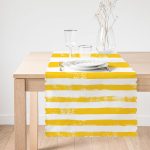 - Runner-5237sari-1 - Realhomes  Sarı Çizgili Motifli Dekoratif Modern Runner Realhomes