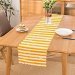 - Runner-5237sari - Realhomes  Sarı Çizgili Motifli Dekoratif Modern Runner Realhomes