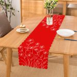 Kırmızı Zemin Üzerinde Çiçek Desenli Runner Realhomes