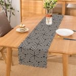 - Runner-5243 - Realhomes Siyah Beyaz Geometrik Çizim Baskılı Runner Realhomes