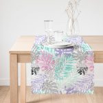 - Runner-5252-1 - Realhomes  Beyaz Zemin Üzerinde Sulu Boya Renkli Yaprak Çizimli Modern Runner Realhomes