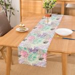 - Runner-5252 - Realhomes  Beyaz Zemin Üzerinde Sulu Boya Renkli Yaprak Çizimli Modern Runner Realhomes