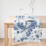 - Runner-5263-1 - Realhomes  Beyaz Zeminde Mavi Kristal Ve Yıldız Motifli Özel Tasarım Modern Runner Realhomes