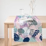 Tropik Yaprak Motifli Dekoratif Dijital Baskılı Runner Realhomes