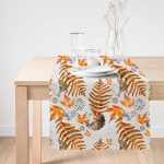 - Runner-5279-1 - Realhomes Mermer Zeminde Kurumuş Yaprak Dijital Basklılı Dekoratif Runner Realhomes