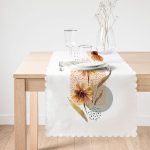 - Runner-5280-1 - Realhomes  Beyaz Zeminde Kurumuş Yaprak Motifli Dekoratif Runner Realhomes