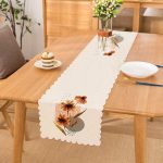 - Runner-5280 - Realhomes  Beyaz Zeminde Kurumuş Yaprak Motifli Dekoratif Runner Realhomes