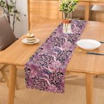 - Runner-5284 - Realhomes  Lila Zemin Üzerinde Leopar Deseni Baskılı Özel Tasarım Dekoratif Runner Realhomes