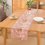 - Runner-5291 - Realhomes  Pembe Tropik Yaprak Motifli Özel Tasarım Dijital Baskılı Runner Realhomes