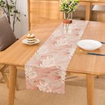 - Runner-5292 - Realhomes Gri Zemin Üzerinde Pembe Özel Tasarım Yaprak Motifli Runner Realhomes