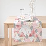 - Runner-5293-1 - Realhomes  Geometrik Pembe Ve Gri Mermer Motifli Özel Tasarım Runner Realhomes