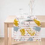 - Runner-5300-1 - Realhomes Beyaz Zeminde Sulu Boya Pembe Yan Çizgi Motifli Runner Realhomes