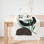 - Runner-5308-1 - Realhomes Beyaz Zemin Üzerinde Soyut Yaprak Çizimli Dekoratif Runner Realhomes