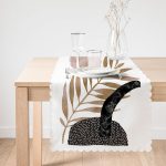 - Runner-5310-1 - Realhomes  Beyaz Zemin Üzerinde Gold Yaprak Motifli Dekoratif Runner Realhomes