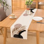 - Runner-5310 - Realhomes  Beyaz Zemin Üzerinde Gold Yaprak Motifli Dekoratif Runner Realhomes