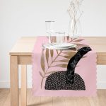 - Runner-5310pembe-1 - Realhomes Pembe Zemin Üzerinde Gold Yaprak Motifli Dekoratif Runner Realhomes