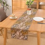 - Runner-5322 - Realhomes  Leopar Temalı Kuru Yaprak Desenli Dijital Baskılı Runner Realhomes