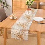 - Runner-5339 - Realhomes  Beyaz Ve Gold Yaprak Desenli Özel Tasarım Modern Runner Realhomes