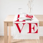 Aşk Temalı Dijital Baskılı Dekoratif Runner Realhomes