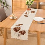 - Runner-5360 - Realhomes  Gri Zeminde Palmiye Yaprakları Motifli Runner Realhomes