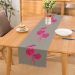 Fuşya Palmiye Yaprak Baskılı Dekoratif Runner Realhomes