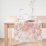 - Runner-5368-1 - Realhomes  Toz Pembe Çiçek Ve Yaprak Tasarım Dijital Baskılı Runner Realhomes